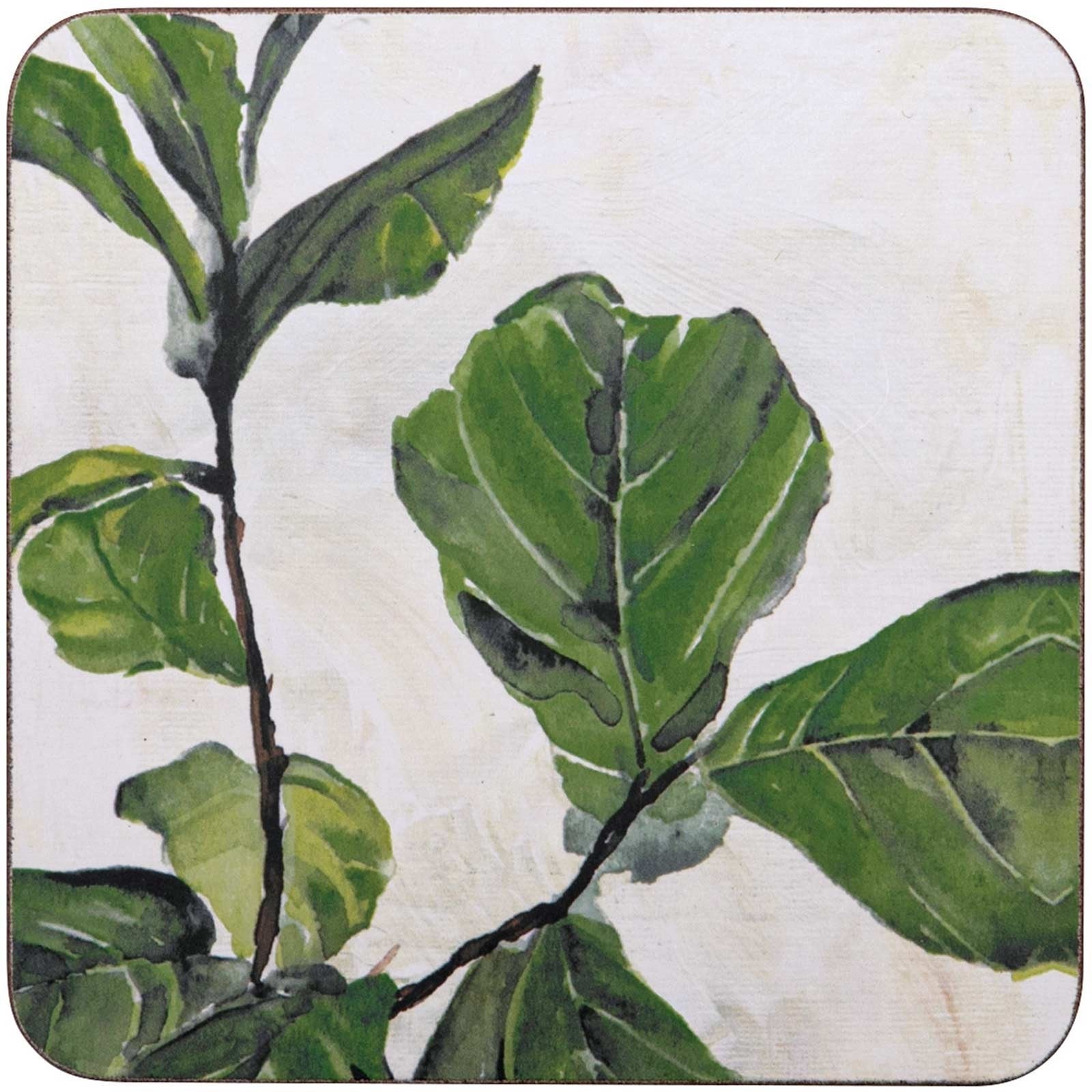 Fiddle Leaf Fig Square Art Coasters - Set of 4 Coaster - rockflowerpaper