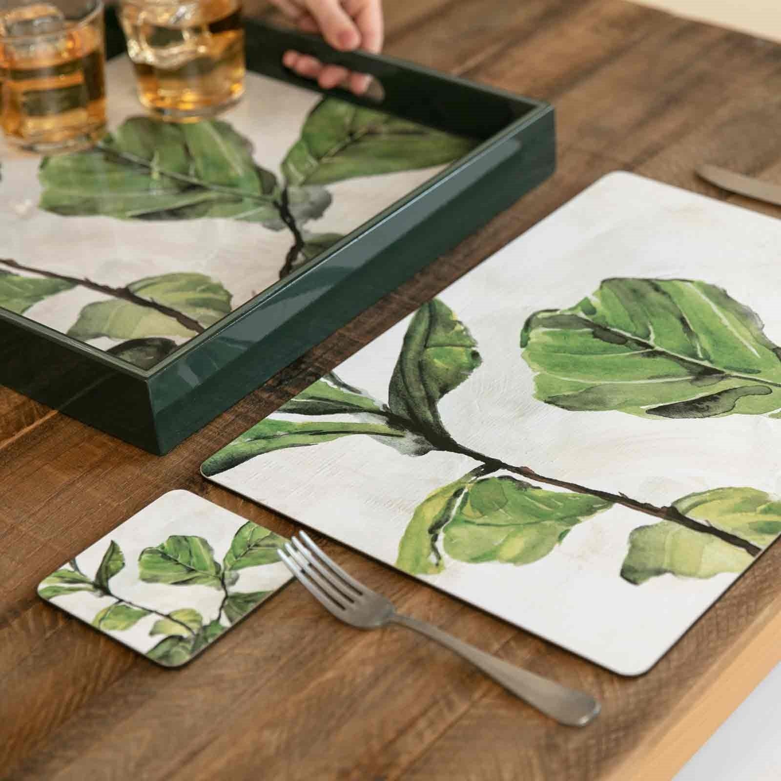 Fiddle Leaf Fig Square Art Coasters - Set of 4 Coaster - rockflowerpaper