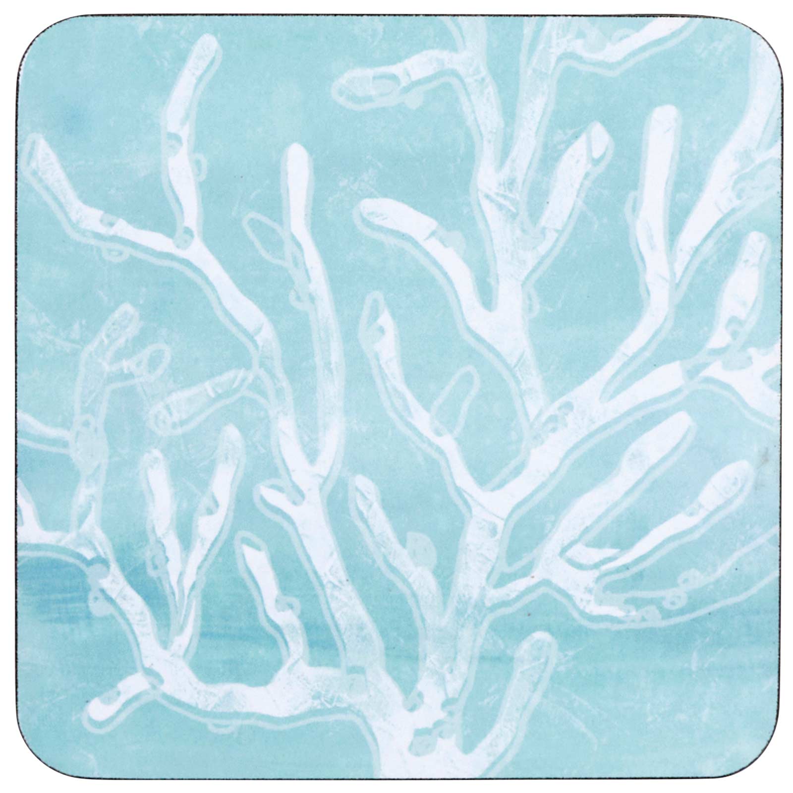 Cerulean Sea Coral Square Art Coasters - Set of 4 Coaster - rockflowerpaper