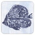 Indigo Fish Square Coaster- Set of 4 Coaster - rockflowerpaper