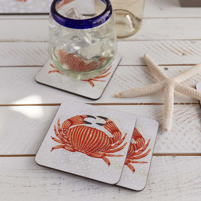 Crab Square Art Coasters - Set of 4 Coaster - rockflowerpaper