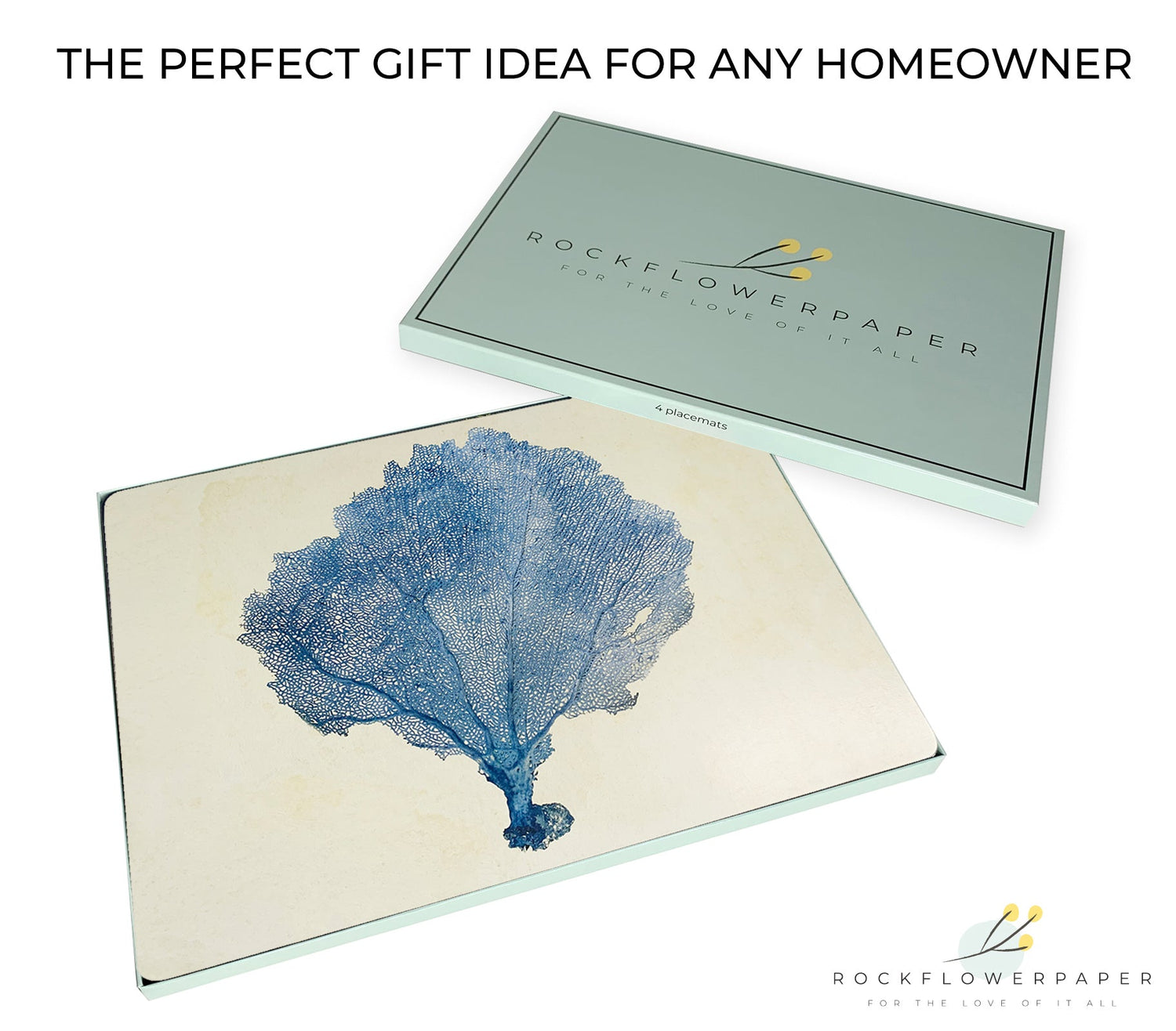 Blue Sea Fan Art Placemats - Set of 4 Placemat - rockflowerpaper