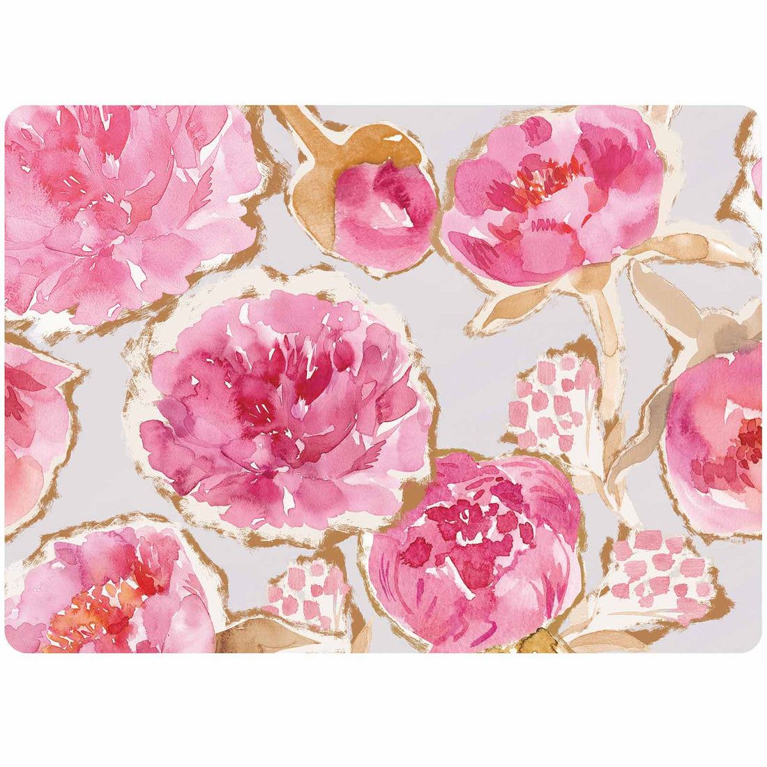 Pink Peonies Art Placemats - Set of 4 Placemat - rockflowerpaper