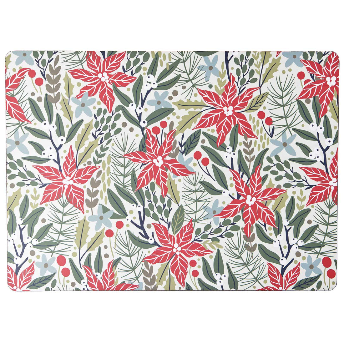 Holiday Poinsettia Art Placemats - Set of 4 Placemat - rockflowerpaper