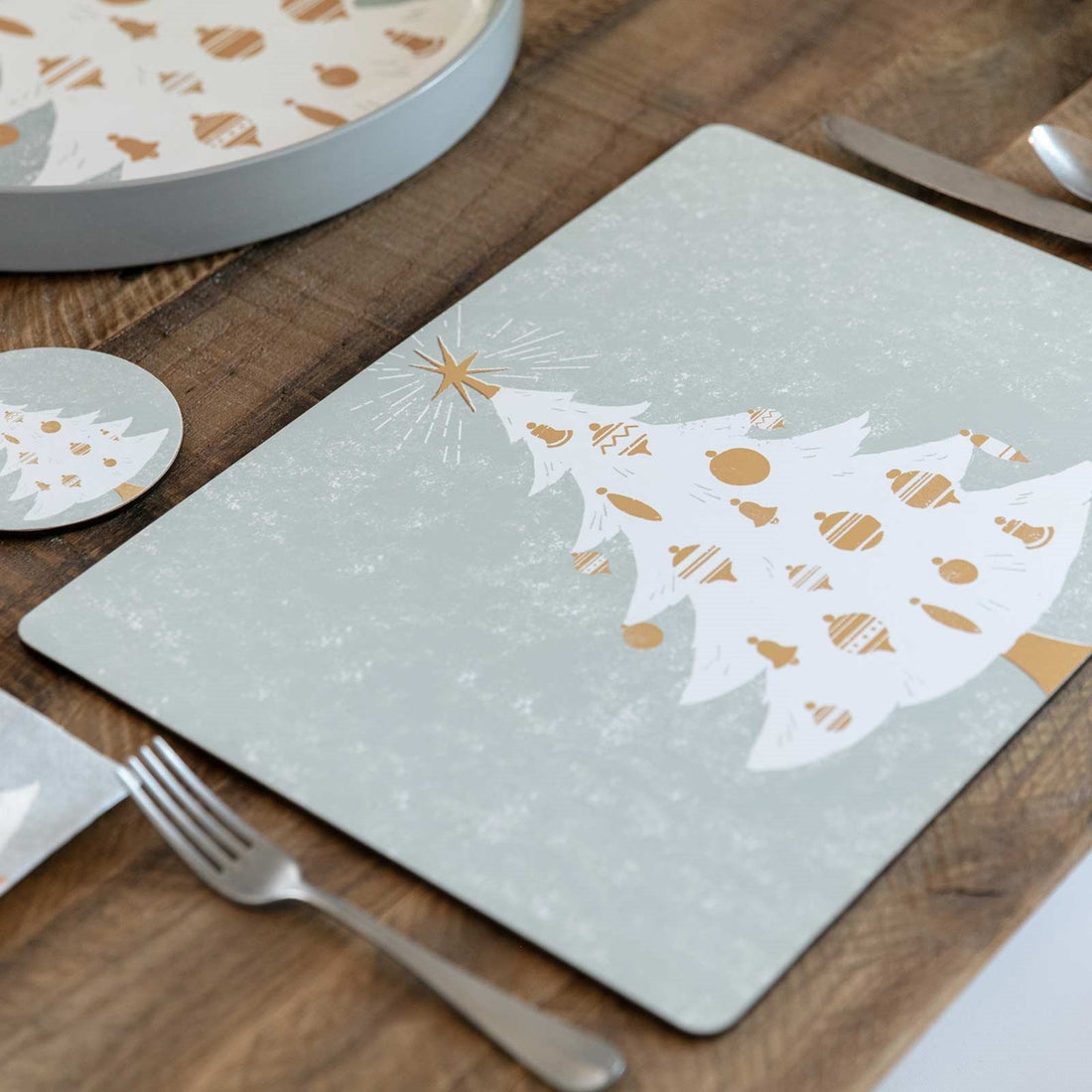 Winter White Tree Art Placemats - Set of 4 Placemat - rockflowerpaper