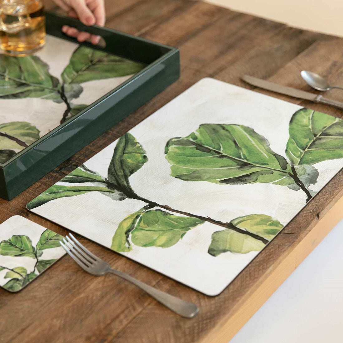 Fiddle Leaf Fig Art Placemats - Set of 4 Placemat - rockflowerpaper