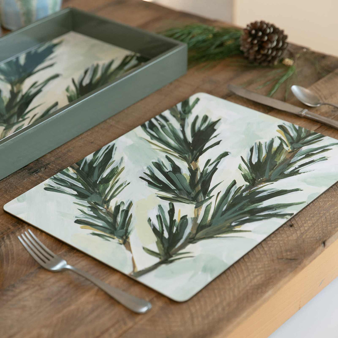 Abstract Spruce Branch Art Placemats - Set of 4 Placemat - rockflowerpaper