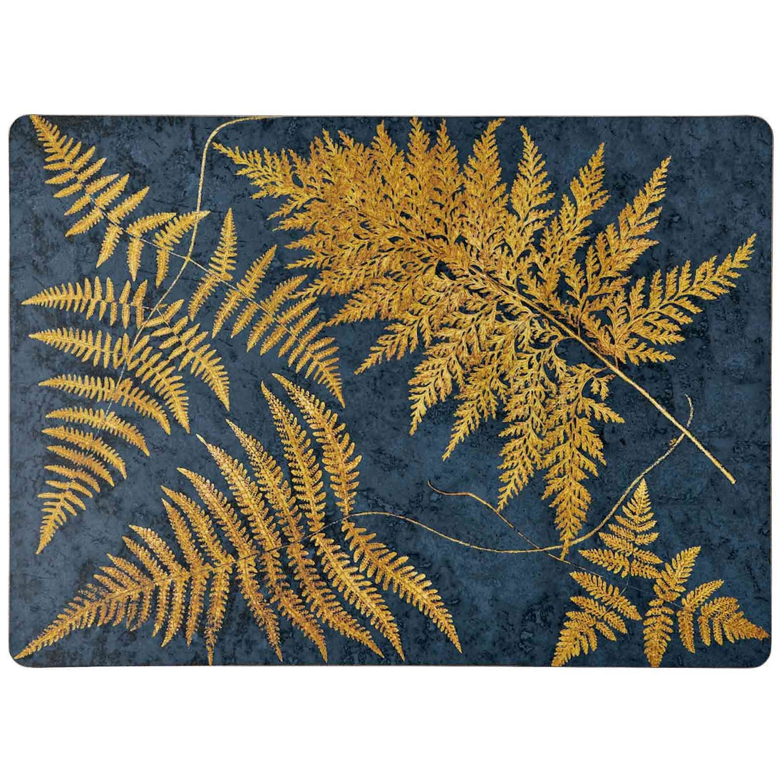 Navy Gilded Ferns Art Placemats - Set of 4 Placemat - rockflowerpaper