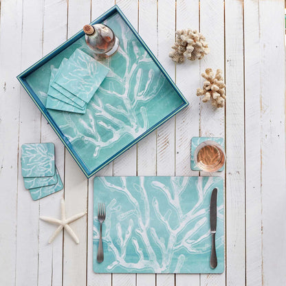 Cerulean Sea Coral Art Placemats - Set of 4 Placemat - rockflowerpaper