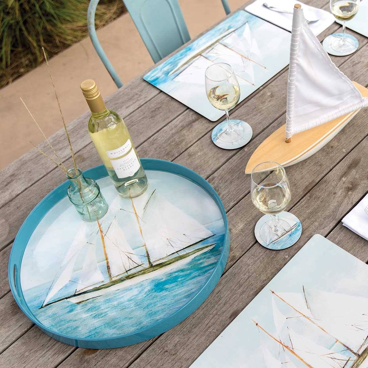Summer Sail Round Art Coasters - Set of 4 Coaster - rockflowerpaper