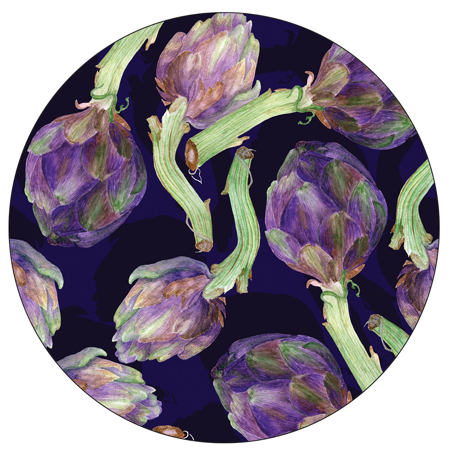 Artichoke Delight Round Art Coasters - Set of 4 Coaster - rockflowerpaper