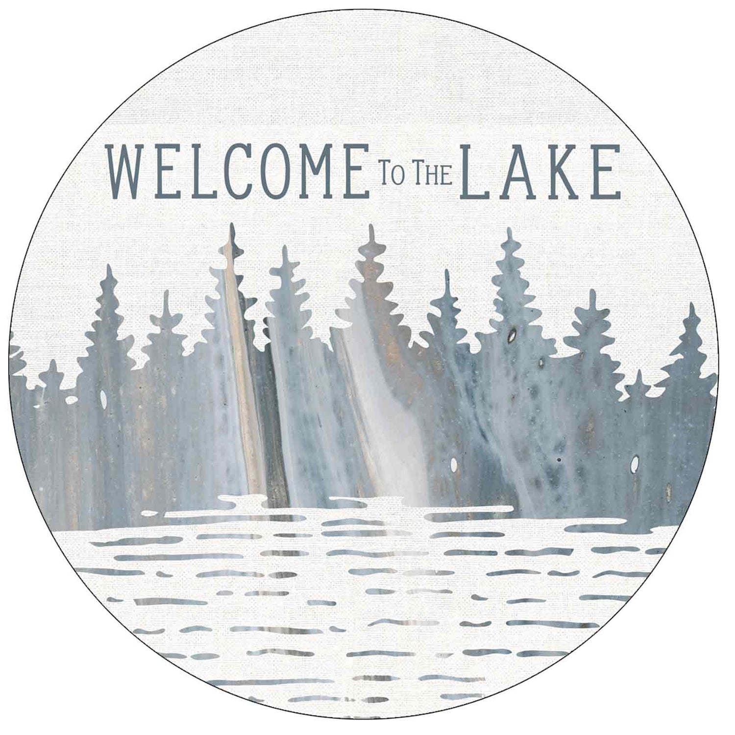 Welcome To The Lake Round Art Coaster - Set of 4 Coaster - rockflowerpaper