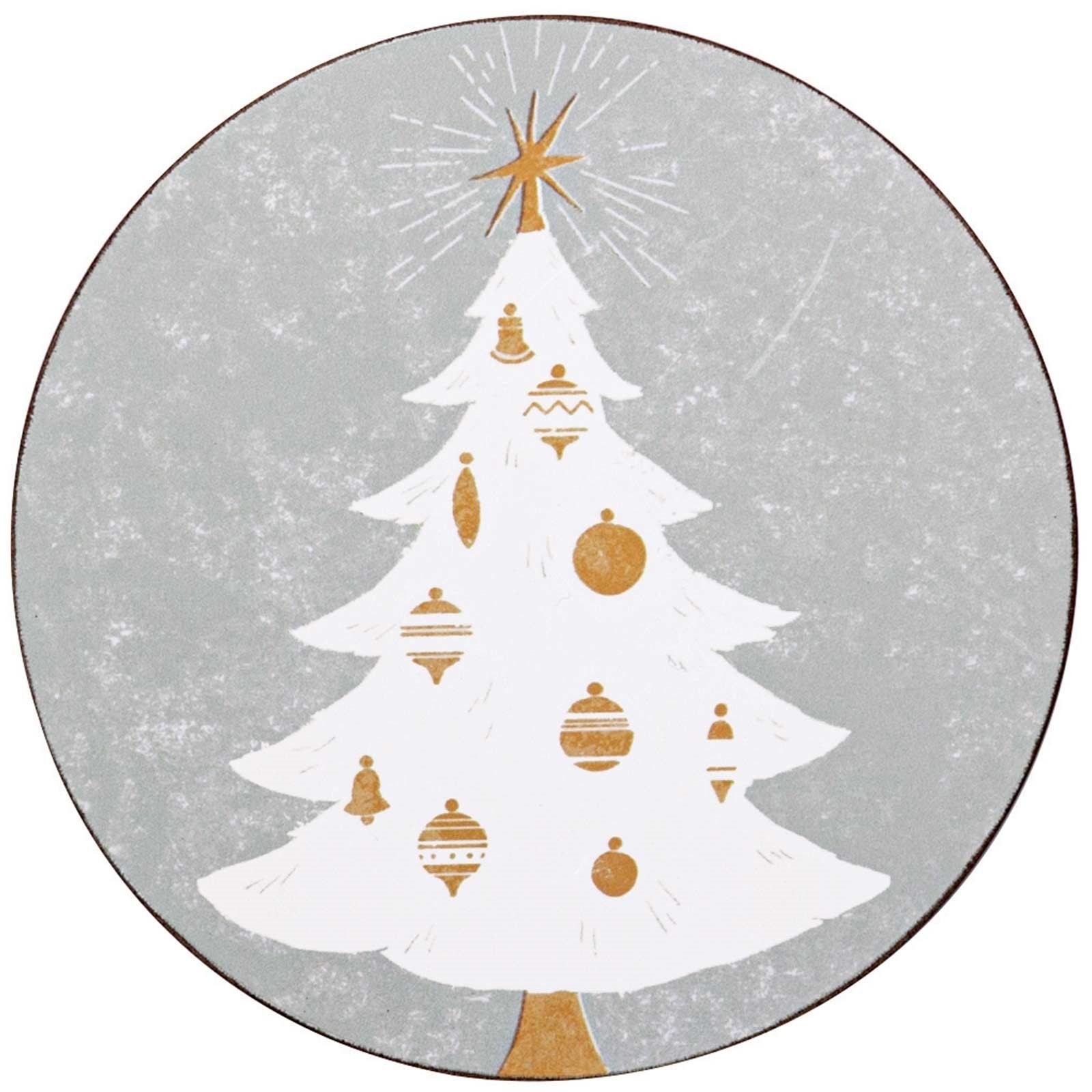 Winter White Tree Round Art Coasters - Set of 4 Coaster - rockflowerpaper