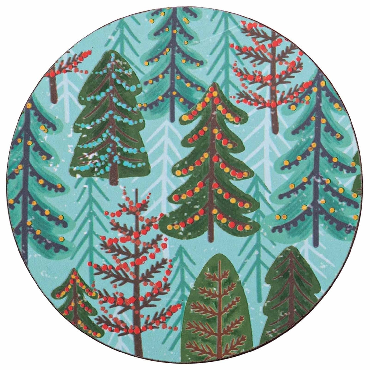 Icy Forest Round Art Coasters - Set of 4 Coaster - rockflowerpaper