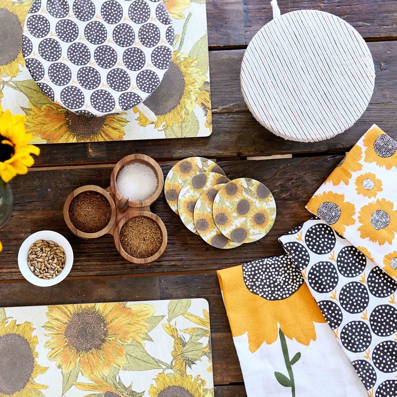 Sunflowers Round Art Coasters - Set of 4 Coaster - rockflowerpaper