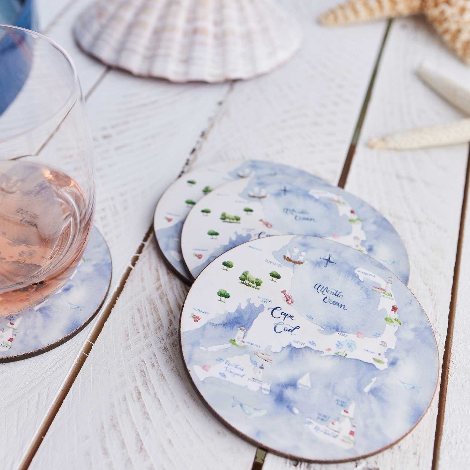 Cape And Islands Round Art Coasters - Set of 4 Coaster - rockflowerpaper