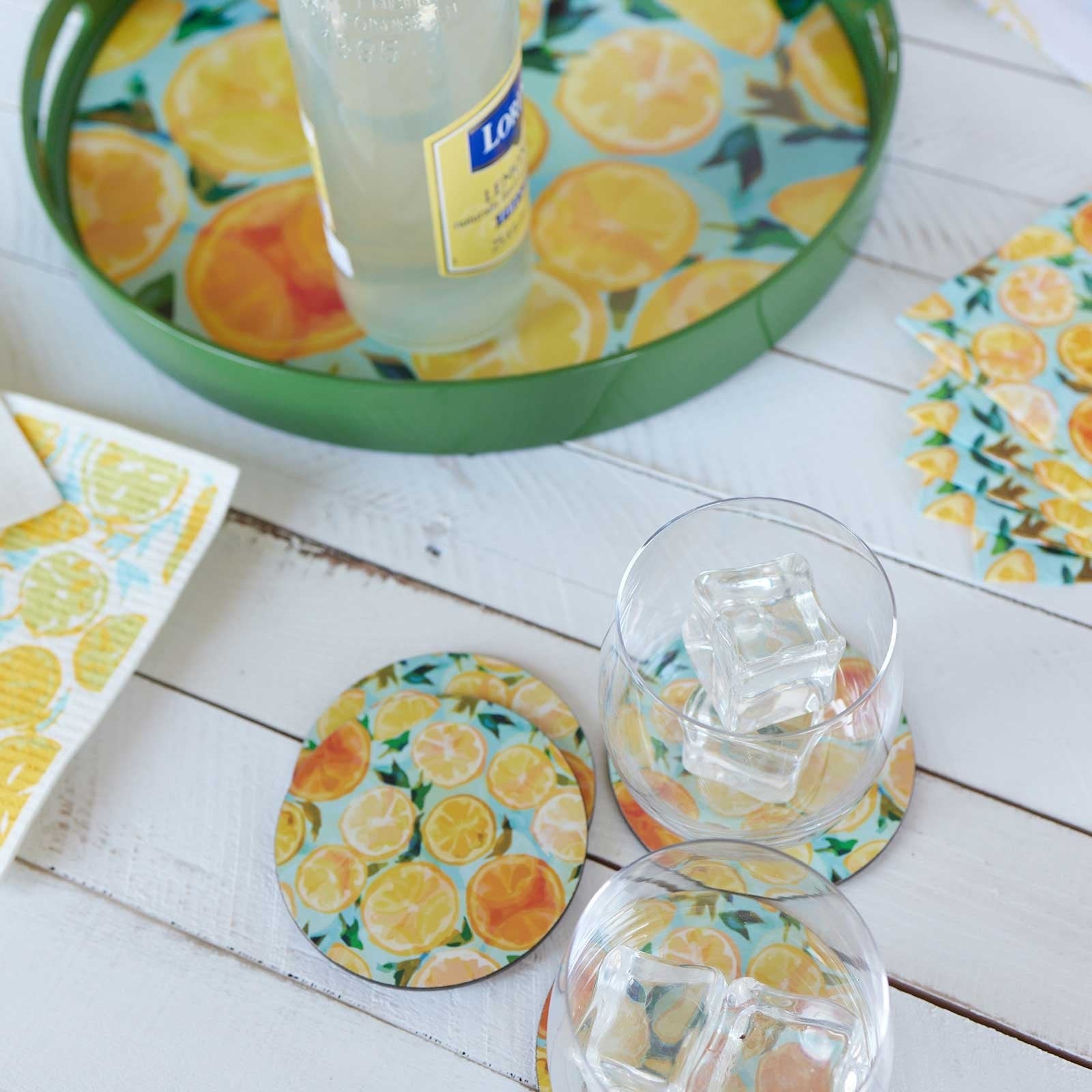 Lemon Slices Round Art Coasters - Set of 4 Coaster - rockflowerpaper
