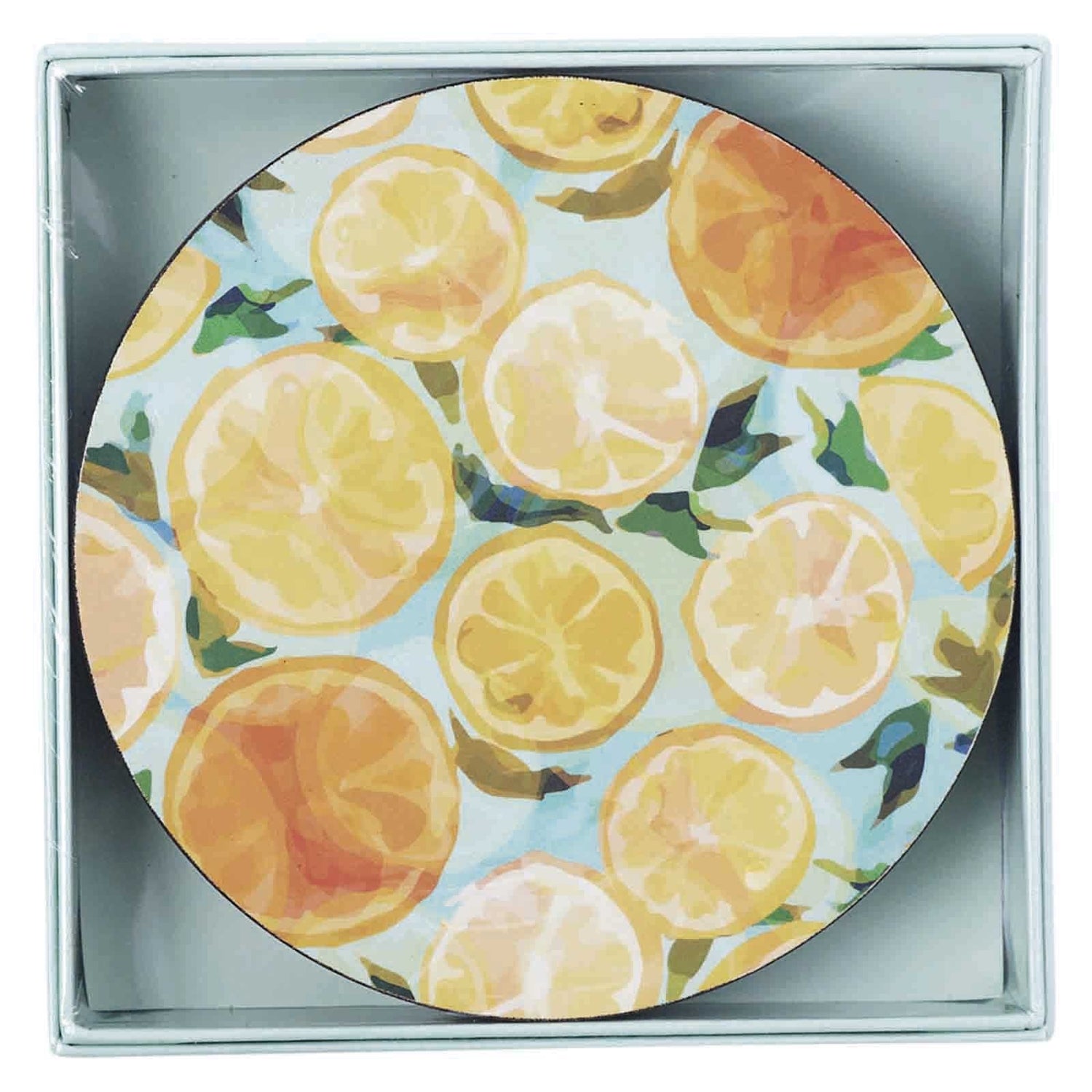 Lemon Slices Round Art Coasters - Set of 4 Coaster - rockflowerpaper
