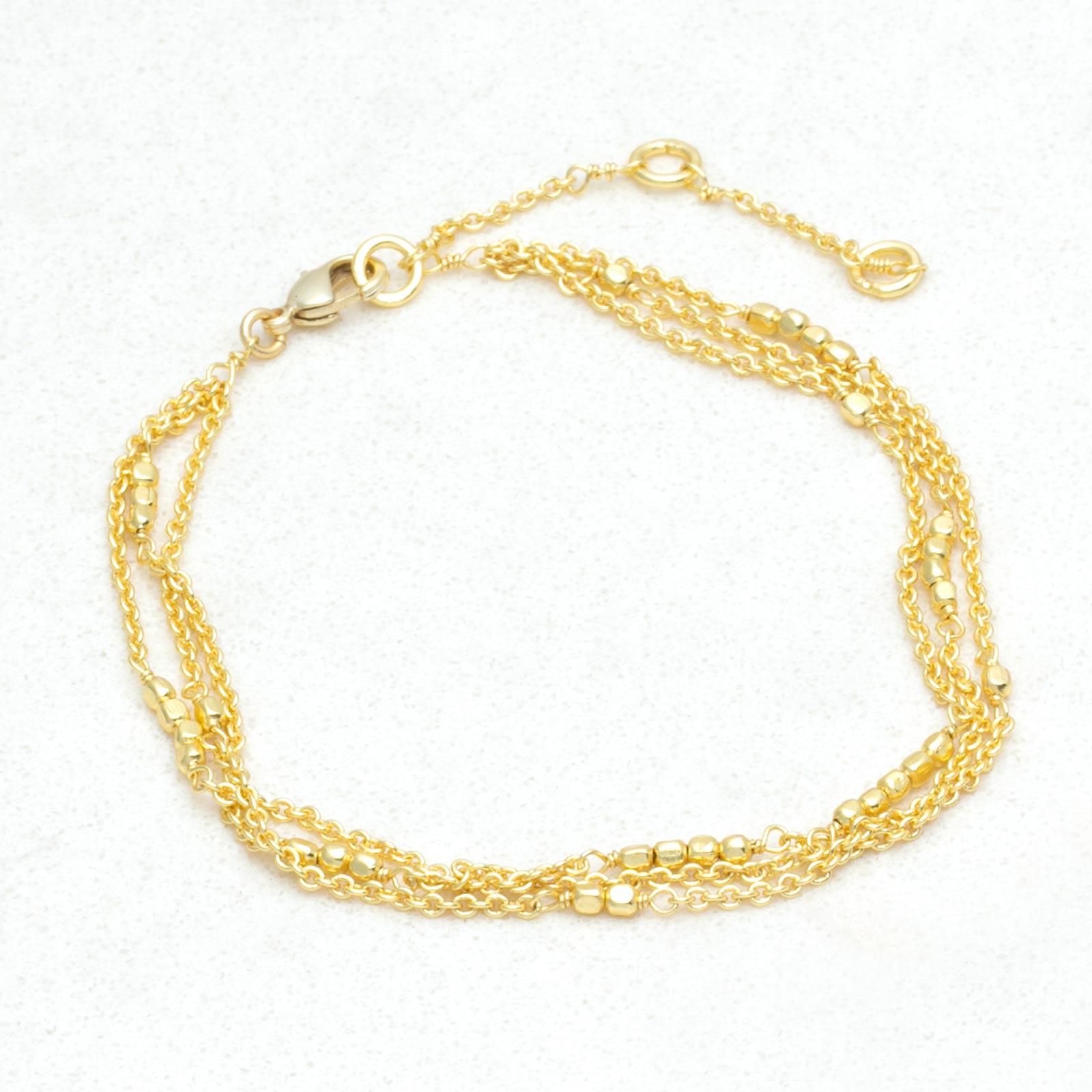 Triple Layer Gold Bead Bracelet Stack - Gold Plated, 7.5” Bracelet - rockflowerpaper