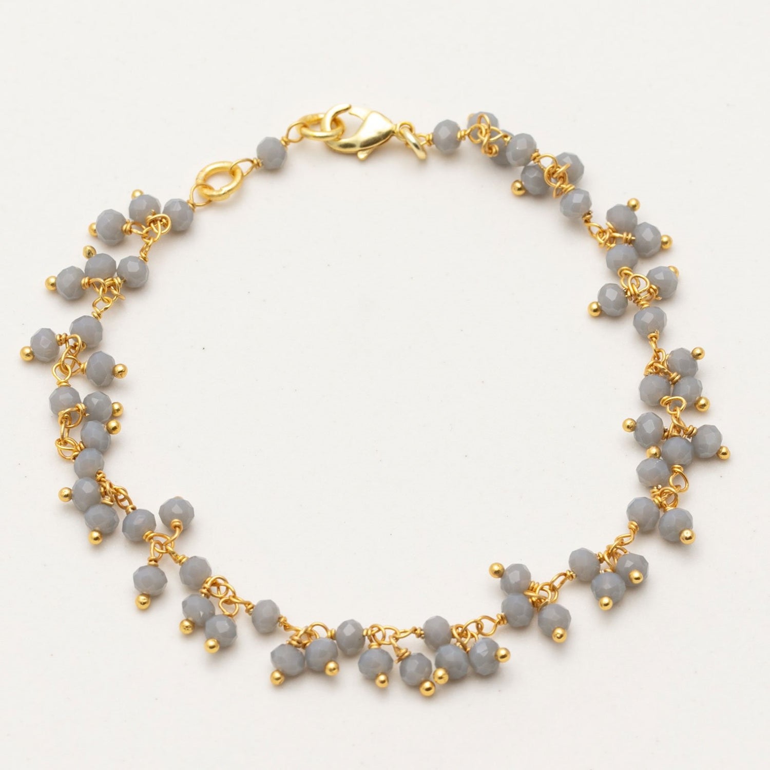 Grey Chalcedony 18K Gold Plated Beaded Bracelet Bracelet - rockflowerpaper