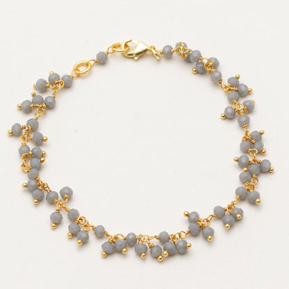 Grey Chalcedony 18K Gold Plated Beaded Bracelet Bracelet - rockflowerpaper