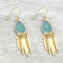 Navajo Fringe Aqua Chalcedony Dangle Earrings Gold Plated Earring - rockflowerpaper