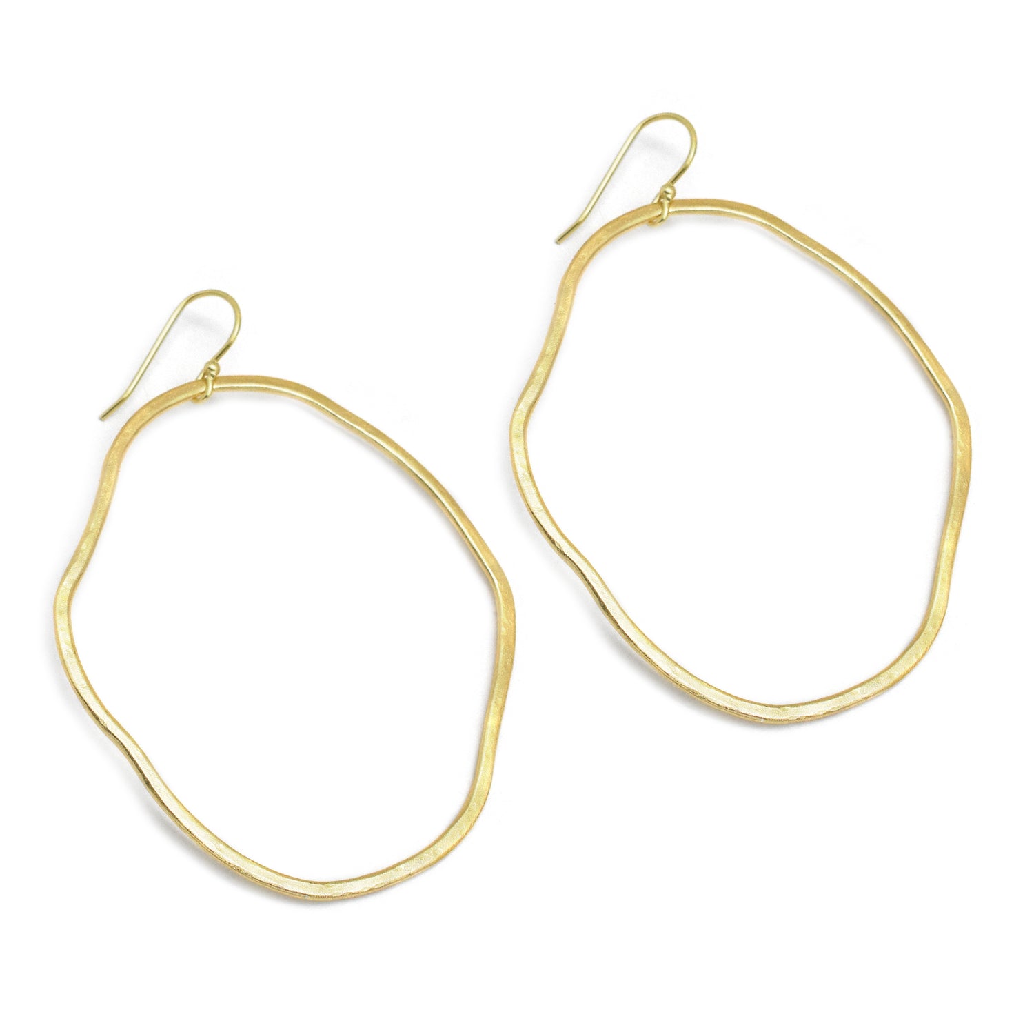 Hammered Free-Form Circle Hoop Earrings Gold Plated Earring - rockflowerpaper