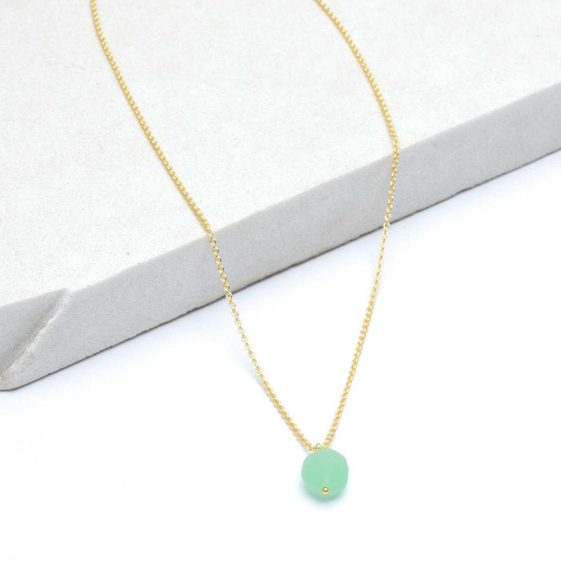 Rough Green Chalcedony Pendant Bead Layer Necklace, 18&quot;+2” - Gold Plated Necklace - rockflowerpaper