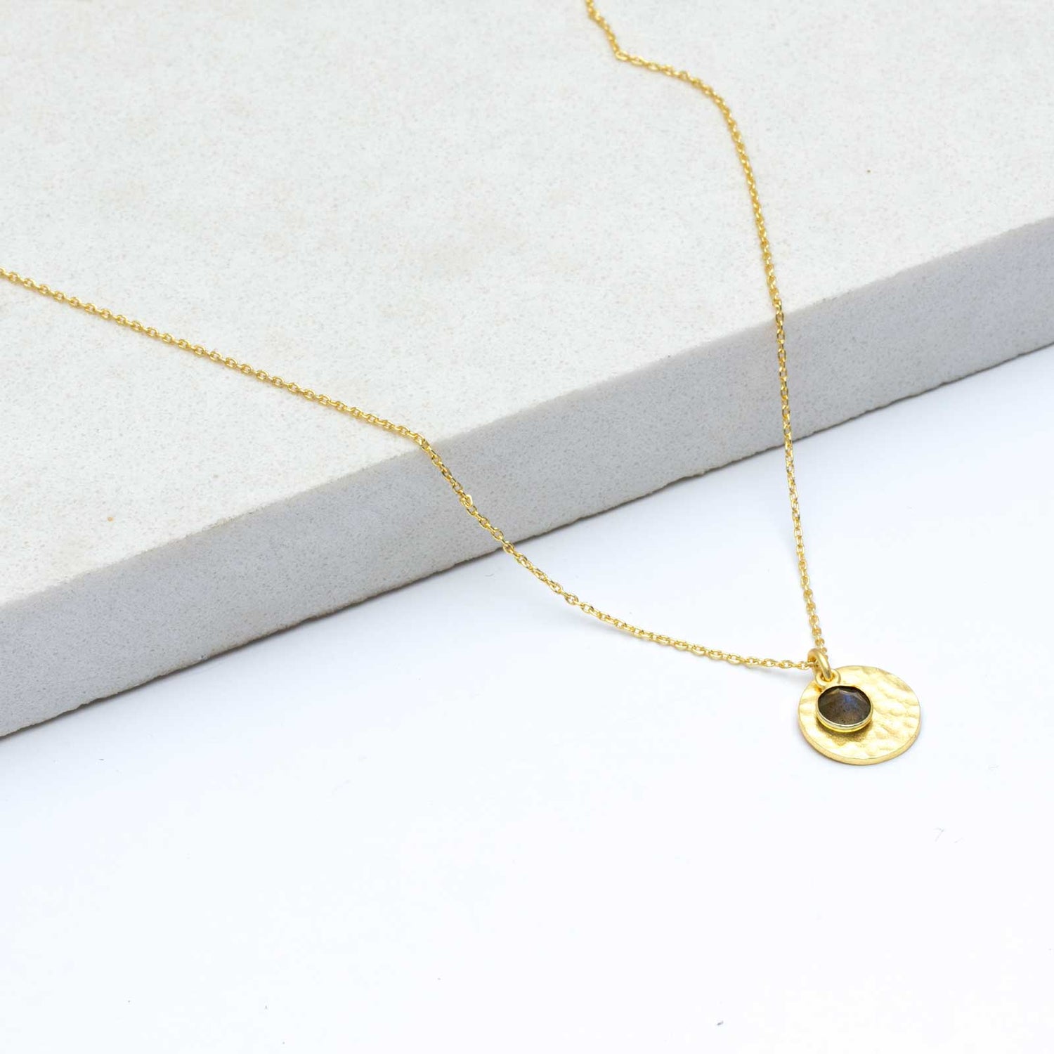 Gold Hammered Circle Medallion Pendant Necklace Necklace - rockflowerpaper
