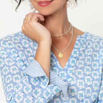 Alexis Blue blu Cotton Kurta Tunic Tunic - rockflowerpaper