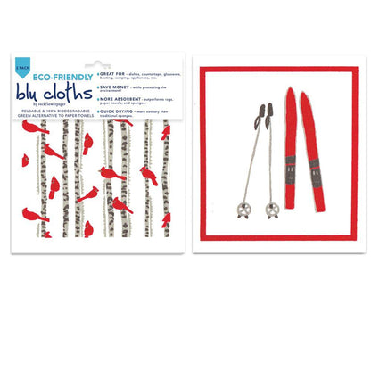 Alpine Ski Eco - Friendly Sponge Blu Cloth - Set of 2 Eco Cloth - rockflowerpaper