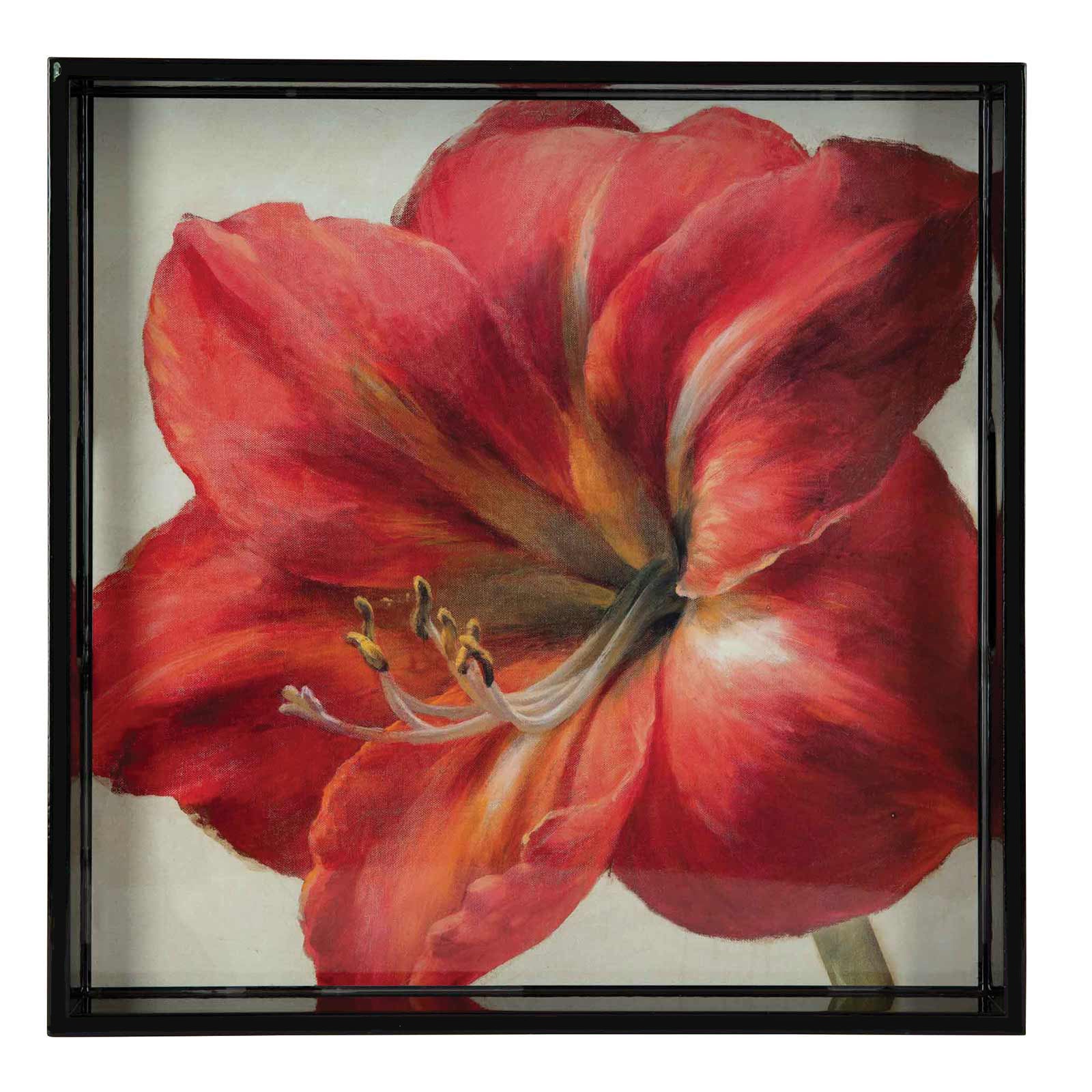Amaryllis Red 15 inch Square Lacquer Art Serving Tray Tray - rockflowerpaper