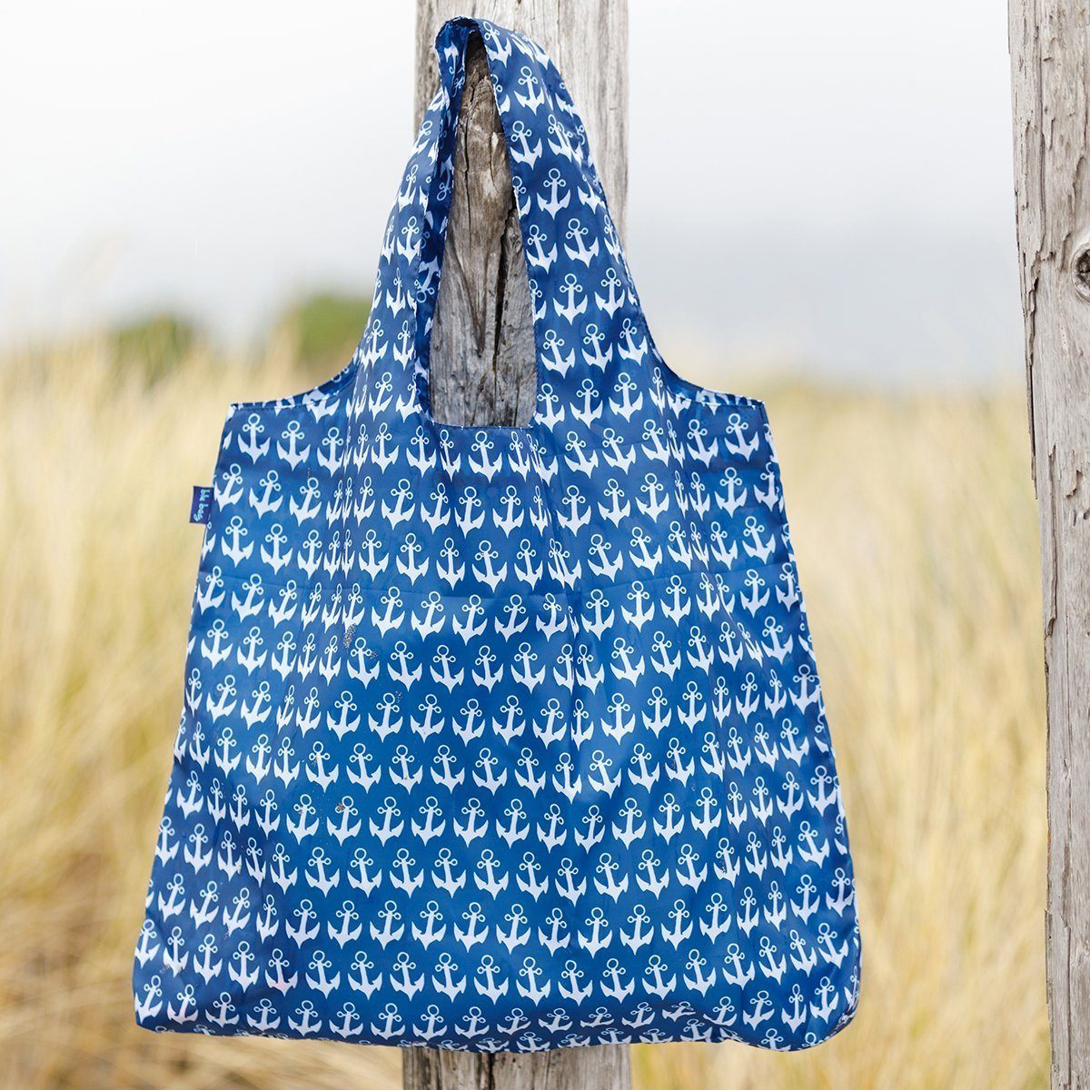 Anchor Navy Blu Bag Reusable Shopping Bag - Machine washable Reusable Shopping Bag - rockflowerpaper