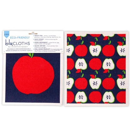 Apples Eco - Friendly blu Sponge Cloth - Set of 2 Eco Cloth - rockflowerpaper