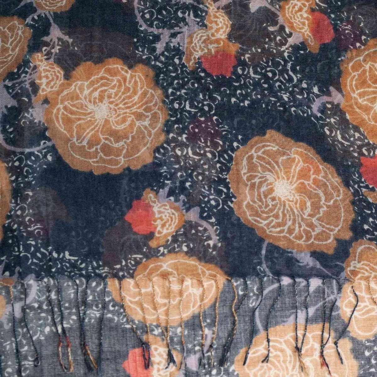 Autumnal Roses Featherweight Tassel Lux Scarf Scarf - rockflowerpaper