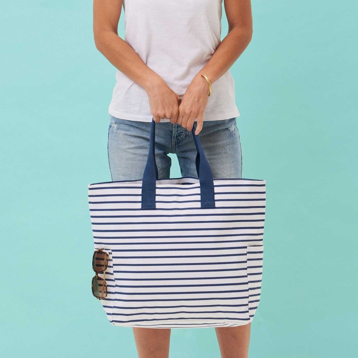 Bateau Stripe Navy Carryall Tote - rockflowerpaper