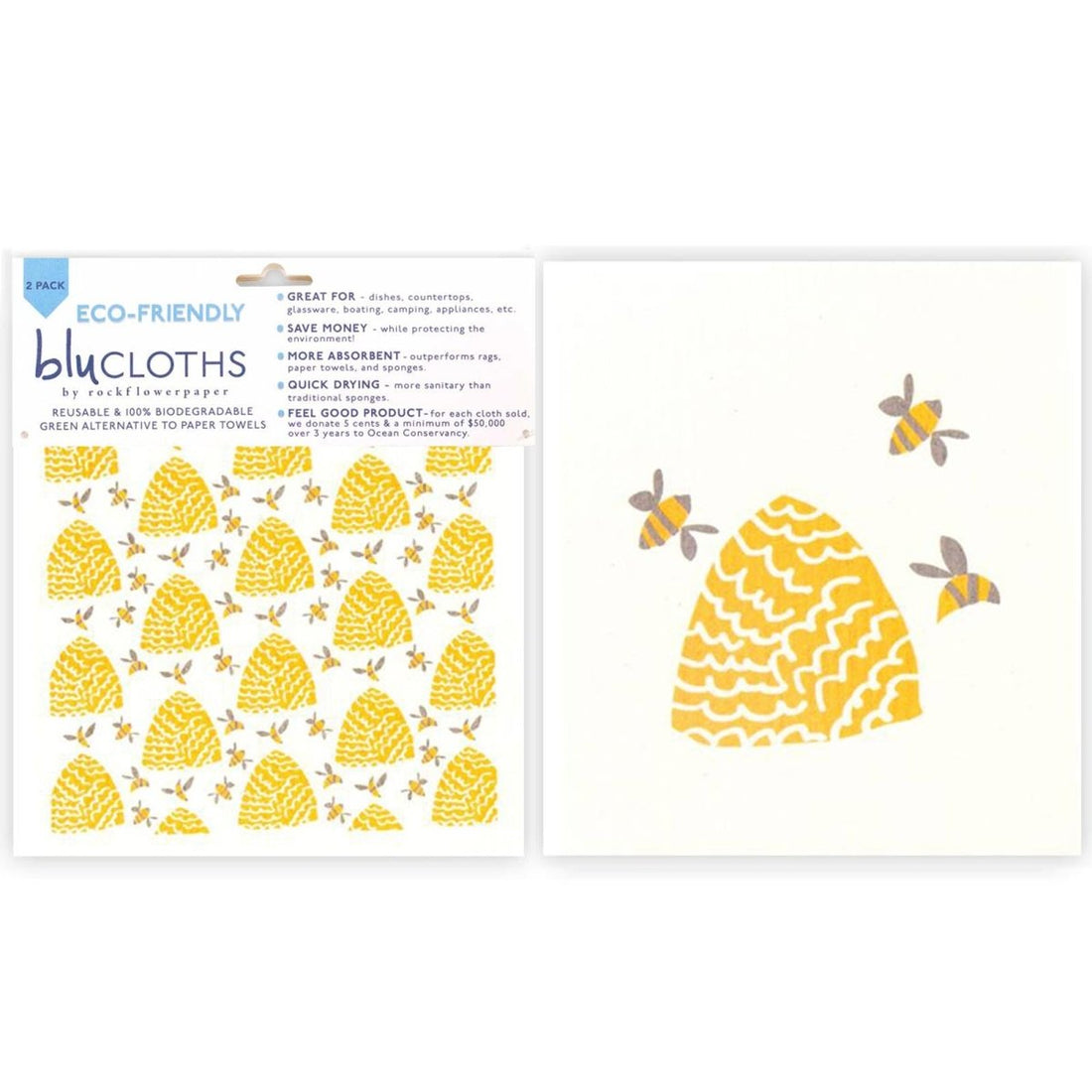 Beehive Eco - Friendly blu Sponge Cloth - Set of 2 Eco Cloth - rockflowerpaper