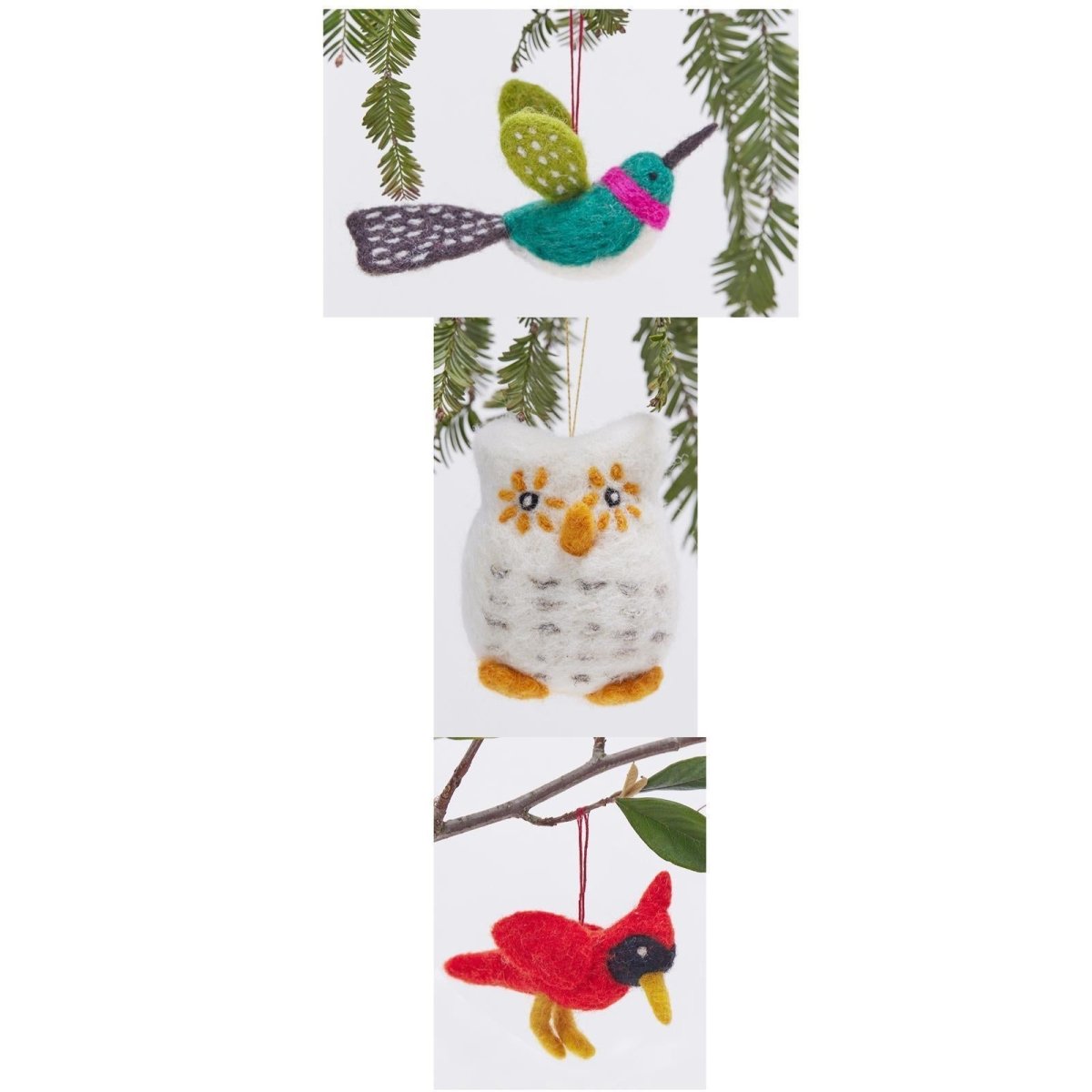 Birds Felt Ornaments Pack 3 Ornament - rockflowerpaper