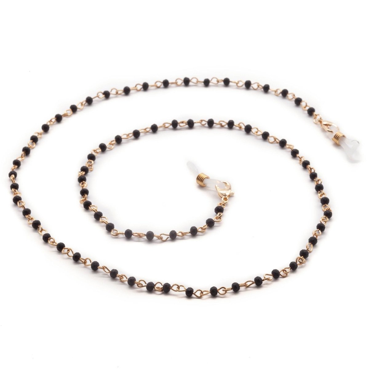 Black &amp; Gold Beads Lanyard Necklace MASK - NECKLACE - rockflowerpaper