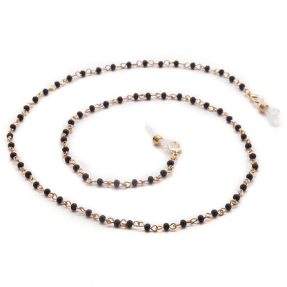 Black &amp; Gold Beads Lanyard Necklace MASK - NECKLACE - rockflowerpaper