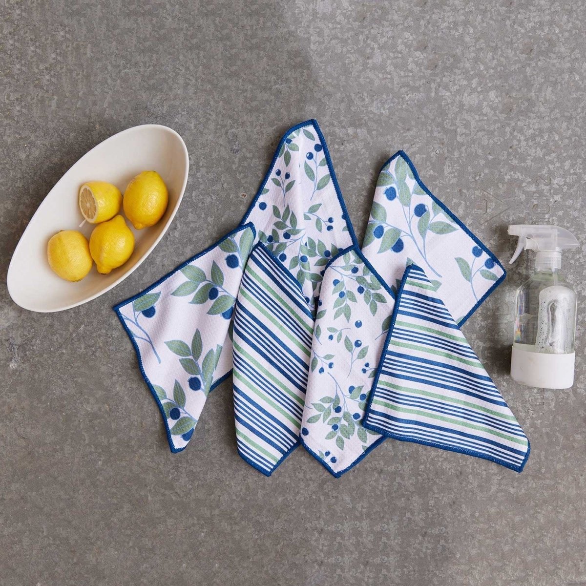 Blueberries Blu Kitchen Dish Cloths (Set of 3) Reusable Dish Cloth - rockflowerpaper