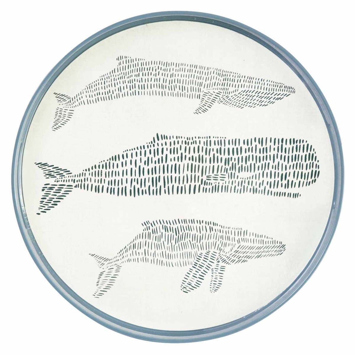 Cadet Blue Whales 15 Inch Round Tray Tray - rockflowerpaper