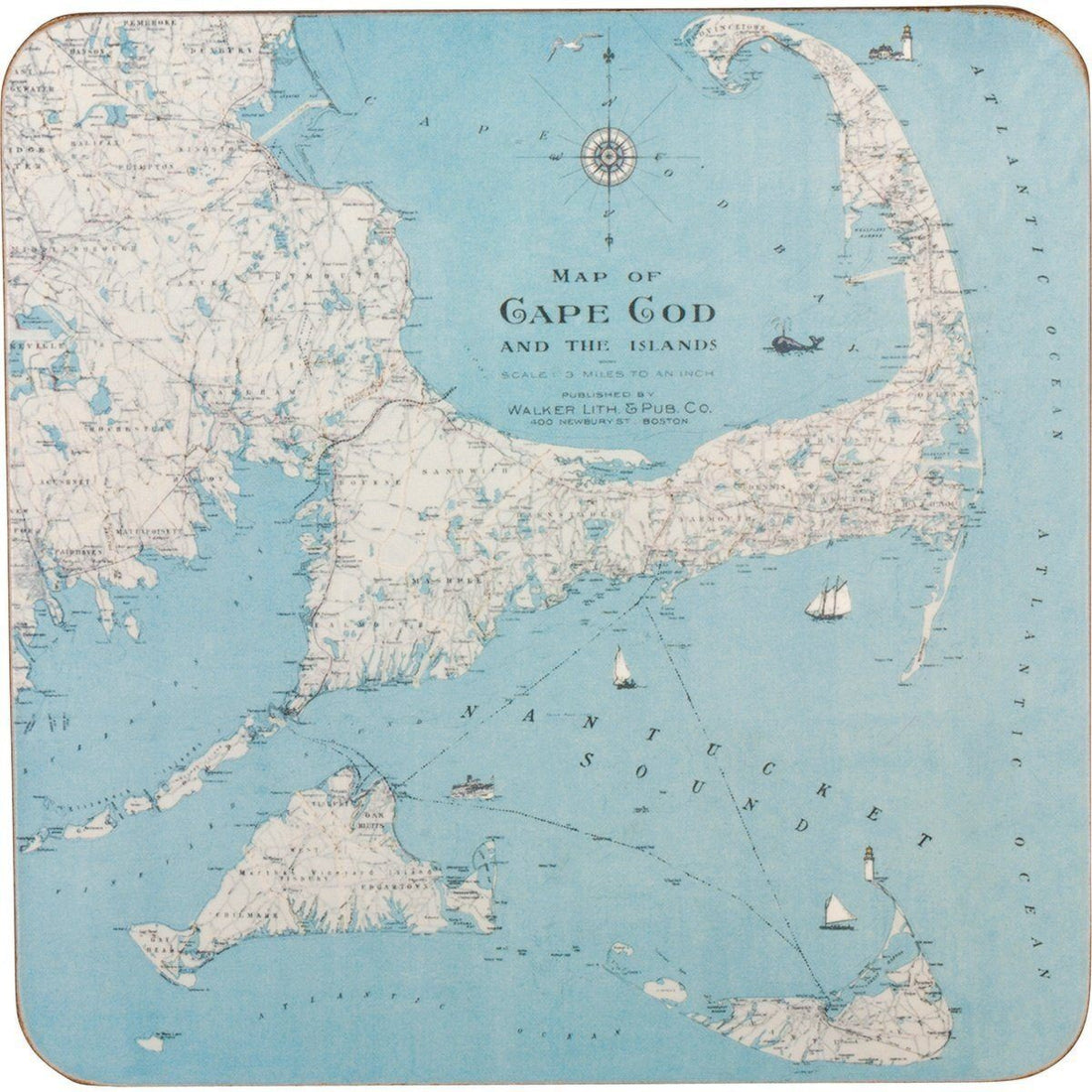 Cape Cod Square Art Coasters - Set of 4 Coaster - rockflowerpaper