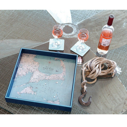 Cape Cod Inspired Square Lacquer Serving Tray - 15 Inch Tray - rockflowerpaper