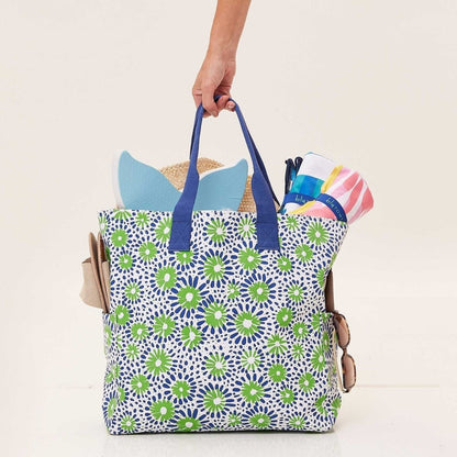 Chamomile Navy Green Carryall Bag Tote - rockflowerpaper