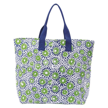 Chamomile Navy Green Carryall Bag Tote - rockflowerpaper