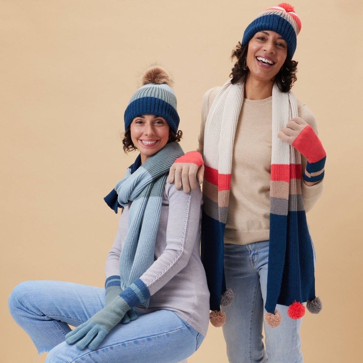 Chelsea Blue Color Block Knit Scarf Knit Scarf - rockflowerpaper