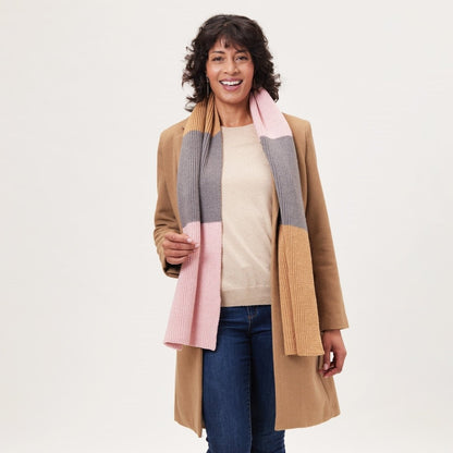Chelsea Pink Color Block Knitted Scarf Knit Scarf - rockflowerpaper
