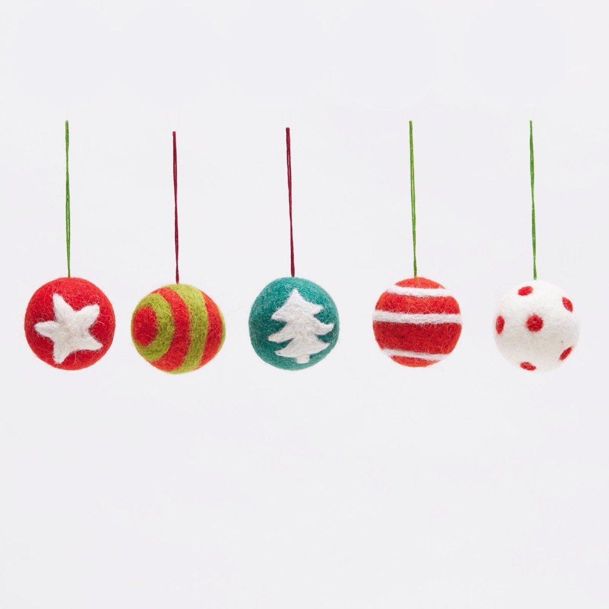 Christmas Balls Felt Ornaments Pack 5 Ornament - rockflowerpaper