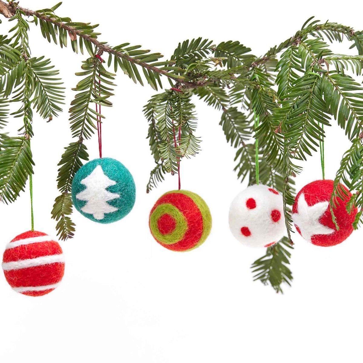 Christmas Balls Felt Ornaments Pack 5 Ornament - rockflowerpaper